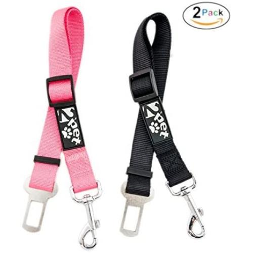 2PET Dog Seatbelt Strap Adjustable Dog Seat Belt for All for All Dog Breeds & Sizes Universal Dog Seat Belts Fit Seatbelt Latches of All Car Makes – 21” to 32” Dog Seatbelt - 2 Pack Choose Color