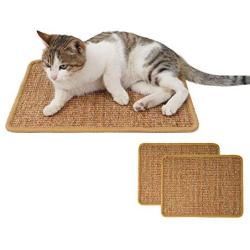 GAPZER Cat Scratch Mat, 2PCS Kitty Natural Sisal Mat Horizontal Cats Floor Scratching Pad to Protect Sofas & Furniture for Grinding Claws