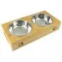 Alfie Pet - Kory Stainless Steel Double Bowl with Raised Bamboo Stand Alfie Pet - Kory Stainless Steel Double Bowl with Raised Bamboo Stand