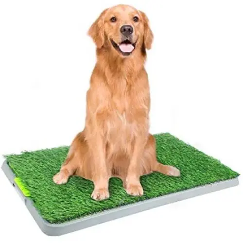 PAWISE Large Dog Pee Grass Training Mat, Artificial Dog Potty Grass for Indoor and Outdoor Use, 27'' x 17
