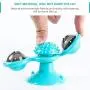 Apofly 1PC Windmill Cat Toy with LED Ball Suction Cup Portable Turntable Interaction Toy Scratch Hair Brush for Cats Kitty (Blue)