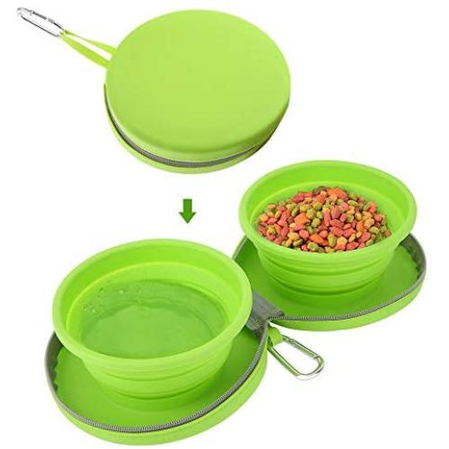 Pawaboo Collapsible Dog Travel Bowls, Foldable Expandable Silicone Feeding Bowl for Cat, Portable Pet Watering Dish for Traveling, Camping, Hiking, Walking