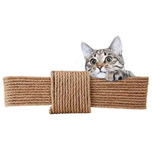 ASENKU Cat Natural Sisal Rope, Replacement Cat Scratching Post Hemp Rope, 6mm Sisal Rope for Repairing, Recovering or DIY Scratcher, Playing Flexible Scratching Pad for Cats Toys Gift