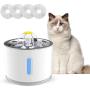 VINSIC Cat Water Fountain, Pet Fountain 80oz/2.4L Large Capacity - Cat Water Dispenser with Filter, Water Level Window, LED Light, Automatic Water Fountain for Cats & Dogs
