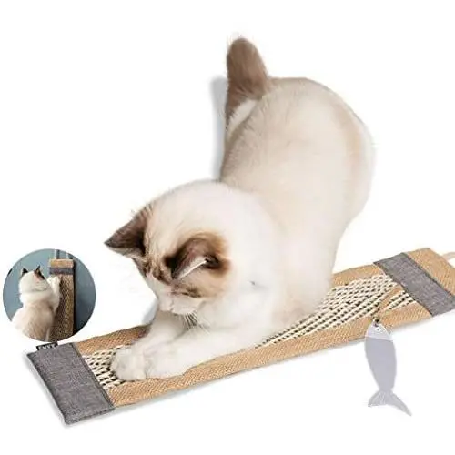 ENVYCOLLECTION Durable Sisal Cat Scratching Mat for Door Handle Hung, Wall Mounted, or Floor Used as Carpet Scratcher. ENVYCOLLECTION Durable Sisal Cat Scratching Mat for Door Handle Hung, Wall Mounted, or Floor Used as Carpet Scratcher.