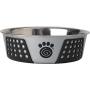 PetRageous 13099 Fiji Stainless-Steel Non-Slip Dishwasher Safe Dog Bowl 6.5-Cup Capacity 8.5-inch Diameter 2.75-inch Tall for Large and Extra Large Dogs, Light Gray/Black