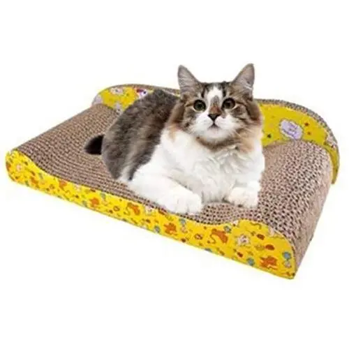 Cat Scratch Pad, Scratching Post,Scratcher Cardboard, Scratching Toy, Corrugated Cat Scratcher Lounge, Unique Double Texture Surface Durable Design, Wave Curved Shape, Reversible, with Organic Catnip