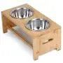 PETUPPY Bamboo Elevated Pet Feeder(7'' Tall),Raised Dog Bowls,Elevated Dog Feeder with 2 Stainless Steel Bowls for Food and Water,for Medium/Large Dogs. PETUPPY Bamboo Elevated Pet Feeder(7'' Tall),Raised Dog Bowls,Elevated Dog Feeder with 2 Stainless Steel Bowls for Food and Water,for Medium/Large Dogs.