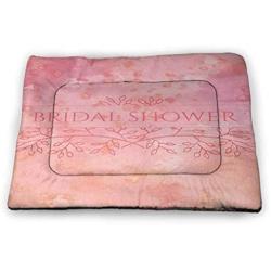 Nomorer Pet Mat Bed Bridal Shower Waterproof and Warm Pet Mattress Bride in Wedding Dress on Pink Backdrop with Veil Celebration Image Light Pink and White