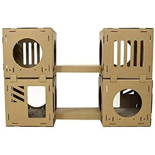 Midlee Cardboard Cat Climbing House Furniture- 2 Tower w/Scratching Pads Midlee Cardboard Cat Climbing House Furniture- 2 Tower w/Scratching Pads