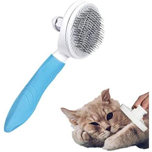 Cat Hair Brush Pet Grooming Brush, Dog Shedding Brush for Short Hair Dogs, Self Cleaning Slicker Brush Tool for Pet, Removes Tangles, Loose Hair