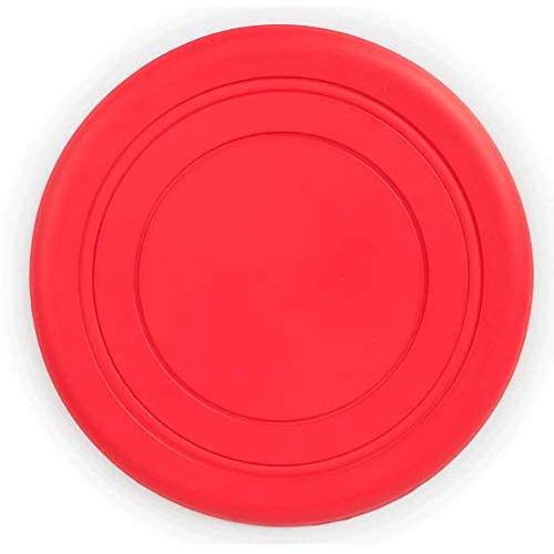 1 Pack Durable Rubber Dog Frisbee, 100% Soft Natural Non-Toxic Tough Rubber Training Frisbee, Strong Clean Chew Toy(Red/Blue,17.5cm)