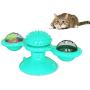WWYM Interactive Teasing Cat Toy, Windmill Turntable Scratching Tickle Hair Brush, with Sucker Pet Accessories,Blue