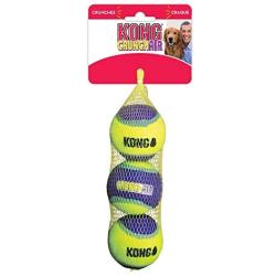 KONG - CrunchAir Balls - Dog Fetch Toy, Crunch Tennis Balls, Gentle on Teeth - for Medium Dogs (3 Pack)