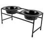Platinum Pets Double Diner Feeder with Stainless Steel Cat Bowls, 6 oz, Black