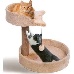 GiftParty Cat Scratching Post for Kitty, Natural Sisal Scratchers Post, Plush Platform & Bed with Hanging Balls, Kittens & Cat Interactive Toys