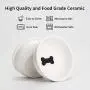 AELTA Elevated Dog Cat Bowls, Raised Dog Cat Food and Water Bowls, Double Ceramic Dog Cat Bowl with Solid Bamboo Stand, Cute and Modern Design Bowl for Dogs and Cats