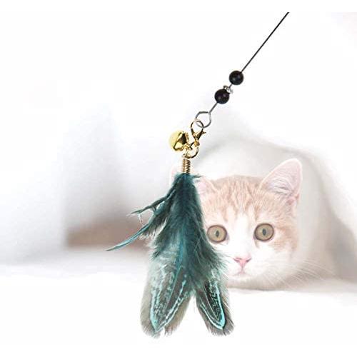 FairOnly Pet Manual Beads Feather Cat Teaser with Wooden Handle Puzzle Toy Convenient Life