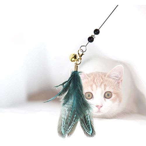 BeesClover Pet Manual Beads Feather Cat Teaser with Wooden Handle Puzzle Toy pet Gift