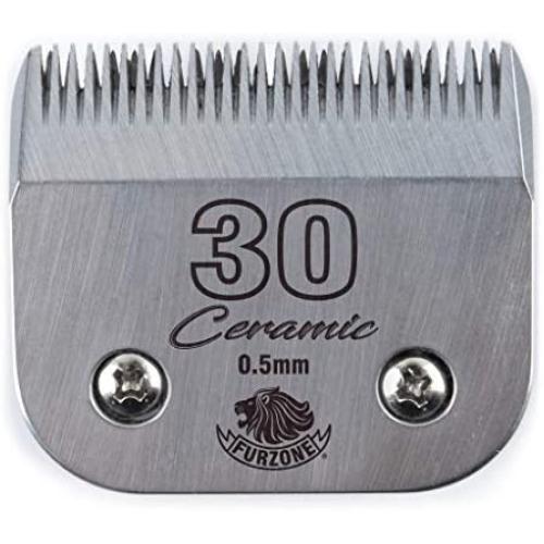 Furzone Detachable Ceramic Blade - Size 30 Blade 1/50'', Made of High-Tech Ceramic Materials, Compatible with Most Andis, Oster, Wahl A5 Clippers
