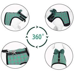 WONDERPUP Escape Proof Plaid Cat Puppy Harness and Leash Collar Set Adjustable Vest for Small Dogs