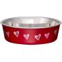 Loving Pets Bella Bowl Designer & Expressions, Dog Bowl, X-Small, Hearts Valentine, Red