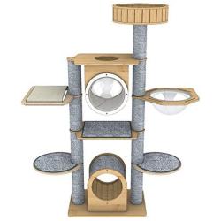 SAsagi Solid Wood Large Cat Tree,Multi-Level Scratching Board Cat Furniture Tower House Cat Nest Toy Can Multi-Places for Play Sleep Grinding Claws