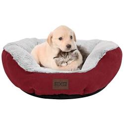 EXQ Home Soft Warmful Cat Beds for Indoor Cats,Fluffy Calming Cat Bed with Slip-Resistant Bottom,Plush Round Dog Beds for Small Dogs,20 inch Kitten Bed Machine Washable Dog Bed