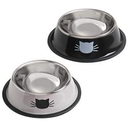 Stainless Steel Cat/Dog Bowls with Rubber Base Non-Slip Puppy Dish,Pets Feeder Bowl and Water Bowl Perfect Choice