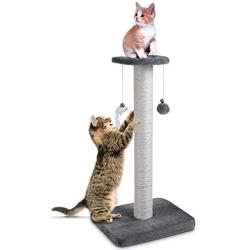 pedy 30'' Tall Cat Scratching Post, Natural Sisal Cat Scratcher, Cat Scratch Tower with Two Interactive Bell Toys (Cat Scratching Post)