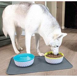 SPORT PET Pet Food Bowls & Mat Kit - Pet Bowl for Dogs Cats & Pets,Slow Feed Marble Bowl