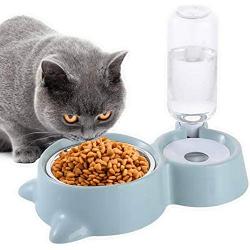 JCT Cat Bowl Dog Bowl with Automatic Drinking Bottles,Double Pet Water Feeder Bowl Detachable Stainless Steel Bowl Automatic Water Dispenser Bottle Pet Feeder for Small Medium Size Dog Cat