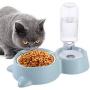 JCT Cat Bowl Dog Bowl with Automatic Drinking Bottles,Double Pet Water Feeder Bowl Detachable Stainless Steel Bowl Automatic Water Dispenser Bottle Pet Feeder for Small Medium Size Dog Cat