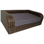 Iconic Pet Rattan/Wicker Pet Sofa Bed - Sofa Made of Woven Palm Stems of Rattan with Metal Frame, Indoor/Outdoor Sofa and Water Resistant Cushion Cover, Elegant Pet Bed for Dogs/Cats up to 50 lbs