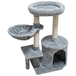 KIYUMI Cat Tree Cat Tower Sisal Scratching Posts Cat Condo Play House Hammock Jump Platform Cat Furniture Activity Center