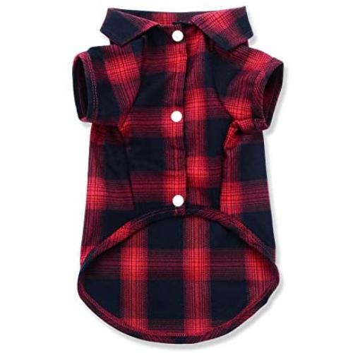 Koneseve Dog Shirt, Pet Plaid Polo Clothes Shirt Cat T-Shirt, Sweater Matching Breathable for Small Medium Large Dogs Cats Puppy Soft Adorable Casual Cozy Halloween Thanksgiving Christmas Costumes