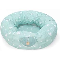 Large Comfortable Cat Tunnel with Scratching Ball and Cushion, Collapsible Play Toy Tube Fun for Kittens and Cats