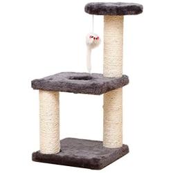 SAsagi 3 Level Wooden Cat Tree,Scratching Board Cat Furniture Tower House Cat Nest Toy Can Multi-Places for Play Sleep Grinding Claws