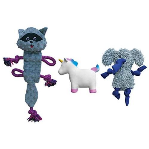 rocket & rex Chew Toys for Dog and Puppy. Teething, Gums, Dog Teeth Cleaning. Variety Packs That May Include Rope Toys, Stuffing Free Toys, Squeakers, Balls. (Unicorn)