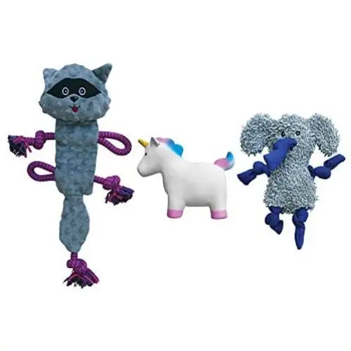 rocket & rex Chew Toys for Dog and Puppy. Teething, Gums, Dog Teeth Cleaning. Variety Packs That May Include Rope Toys, Stuffing Free Toys, Squeakers, Balls. (Unicorn)