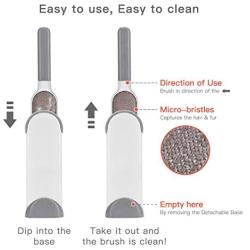 Pet Hair Remover Brush Double-Sided - Fur & Lint Removal Brush with Self-Cleaning Base, Dog & Cat Hair Remover for Furniture, Couch, Carpet, Bed, Car Seat and Clothing…