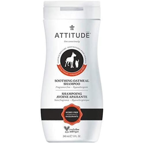 ATTITUDE Furry Friends, Natural Hypoallergenic Soothing Oatmeal Shampoo, Fragrance Free, 240 mL (8 FL. OZ.)