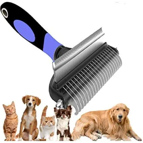 SOMORE Pets Grooming Tool 2 Sided Undercoat rake for Cats and Dogs Safe dematting Comb Brush Removing No More Nasty Shedding and Flying Hair SOMORE Pets Grooming Tool 2 Sided Undercoat rake for Cats and Dogs Safe dematting Comb Brush Removing No More Nasty Shedding and Flying Hair