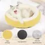 EDUJIN Cat Bed & Dog Bed, Calming Pup Dog Cat Bed for Small Medium Pet, Non-Slip Bottom, Machine Washable Round Warm Bed for Dogs with Fluffy Comfy Lining Plush Kennel(20'',24'')
