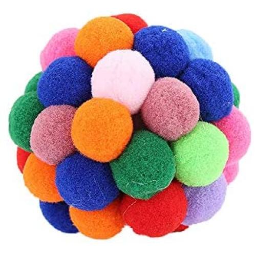 XIHONGSHIR Pet Cat Toys, Bell Ball Toy, Rainbow Ball, Exercise Game Ball, Bounce Balls, Nontoxic Bite Resistant Toy Ball for Pet Dogs Puppy Cat (3Pcs),Rainbowcolor,7cm
