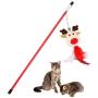 YHCWJZP Cats Teaser,Christmas Pet Cats Kitten Elk Santa Snowman Feather Teaser Play Stick Rod Toy Christmas Decoration Supplies Elk # 1pcs