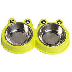 Rapsrk Double Cat Bowl Stainless Steel Dog Bowl,Durable Pet Bowls with No-Slip Design Resistant Silicone Mat,Cute Modeling Pet Food Water Dish for Feeder Dogs/Cats/Rabbit and Pets