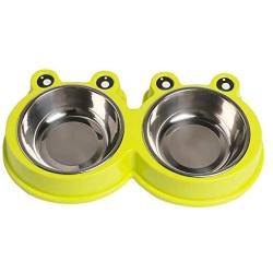 Rapsrk Double Cat Bowl Stainless Steel Dog Bowl,Durable Pet Bowls with No-Slip Design Resistant Silicone Mat,Cute Modeling Pet Food Water Dish for Feeder Dogs/Cats/Rabbit and Pets