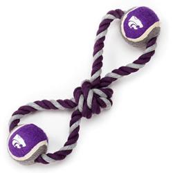 Pet Goods Manufacturing Kansas State Wildcats Double Ball with Dog Toy Rope