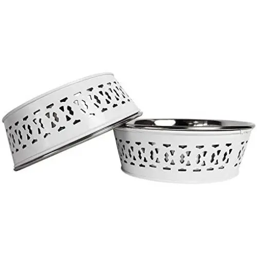 American Pet Supplies Set of 2 Deep Feeder Modern Farmhouse Bowls for Puppies and Dogs